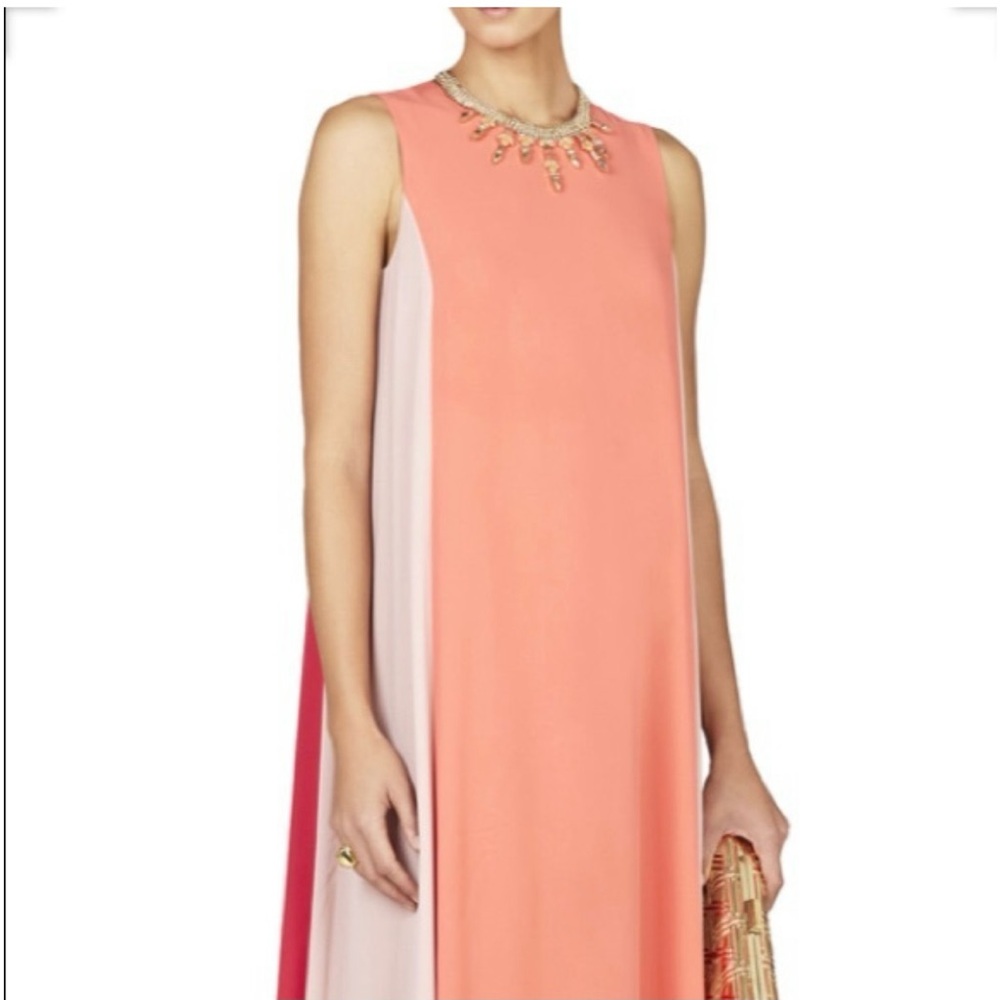 BCBG Max Azria Coral Pink & Nude Colorblock Dress
